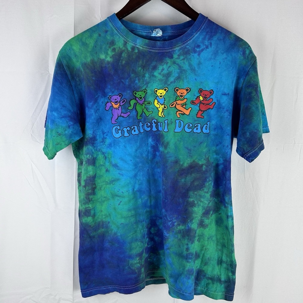 Grateful Dead Dancing Bears T Shirt Blue‎ And Green Tie Dye Size Medium